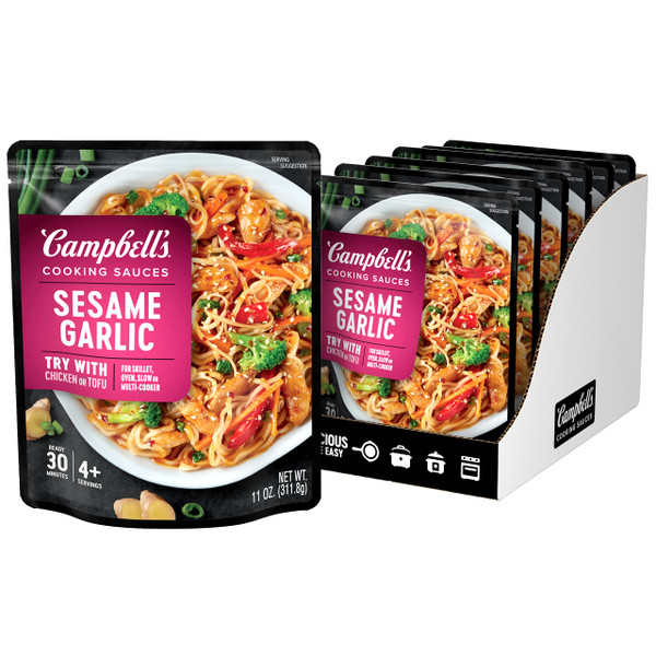Campbell's Cooking Sauces, Sesame Garlic, 11 Oz Pouch (Case of 6)