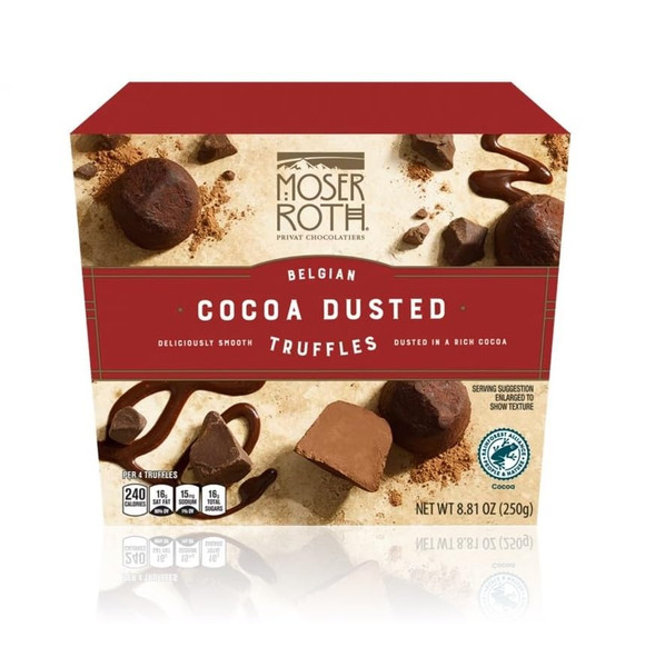Moser Roth Belgian Cocoa Dusted Truffles, 8.81 oz (1 Box, Cocoa)