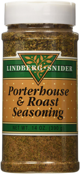 Lindberg Snider Porterhouse & Roast Seasoning 14 oz Shaker, A rich and savory blend crafted to bring out the best in your favorite proteins. For mouthwatering flavor on Steak, Burgers, Prime Rib, Tri Tip, Chicken, Veggies and more.