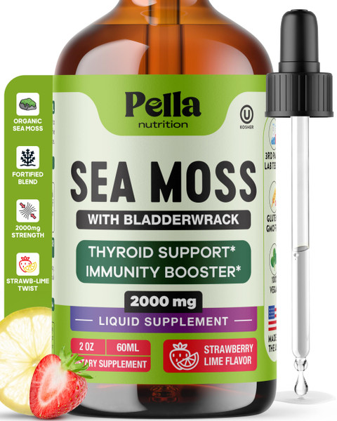 Pella Nutrition Sea Moss Drops with Bladderwrack – 4X Faster Absorption Than Irish Sea Moss Gel Superfood, Gummies, and Capsules – Digestive & Immune Support Supplement (Strawberry Lime, 60mL) Pella Nutrition Sea Moss Drops with Bladderwrack – 4X Faster Absorption Than Irish Sea Moss Gel Superfood, Gummies, and Capsules – Digestive & Immune Support Supplement (Strawberry Lime, 60mL)