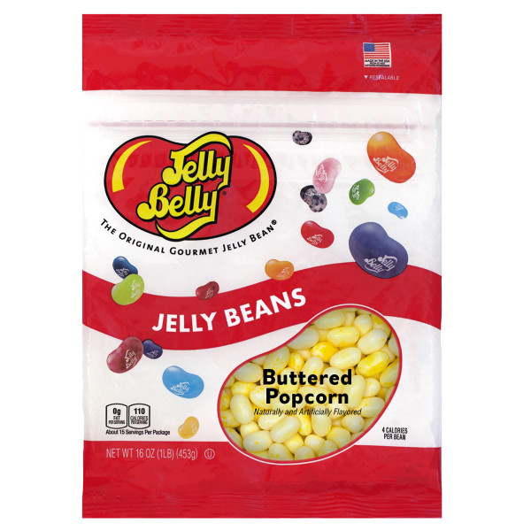 Jelly Belly Buttered Popcorn Jelly Beans - 1 Pound (16 Ounces) Resealable Bag - Genuine, Official, Straight from the Source …