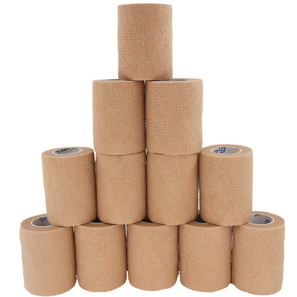 Self Adhesive Wrap Cohesive Bandages 12 Count 3" x 5 Yards, Medical Tape, Adhesive Flexible Breathable First Aid Non Woven Rolls, Stretch Athletic, Ankle Sprains & Swelling, Sports Self Adhesive Wrap Cohesive Bandages 12 Count 3" x 5 Yards, Medical Tape, Adhesive Flexible Breathable First Aid Non Woven Rolls, Stretch Athletic, Ankle Sprains & Swelling, Sports