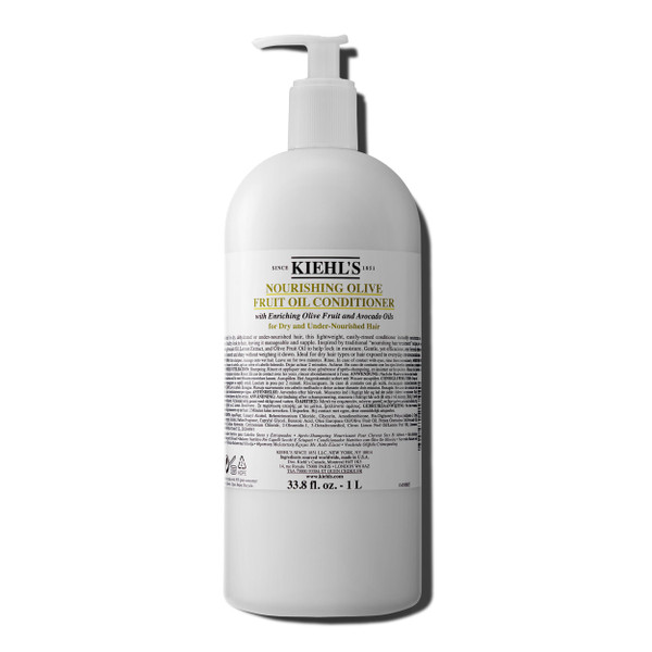 Kiehl's Nourishing Olive Fruit Oil Conditioner, Moisturizing Hair Conditioner for Dry & Damaged Hair, Promotes Shine, Helps Detangle, Lightweight Formula, with Avocado Oil - 33.8 fl oz /1 Liter
