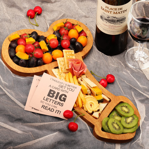 XILAZAB Aperitif Board, Extra Large Cheese Board Charcuterie Boards Novelty Solid Wood Party Plates Funny Cheese Platter for Housewarming Bachelorette Engagement Party (Cherry Wood Color 09)