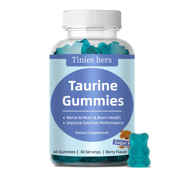 Taurine Gummies 1000mg, Sugar Free for Adults & Kids, 1 of 20 Amino acids, Boost Immune, Nerve, Cognitive, Heart, Eye Health, Exercise Performance, Anti-Aging, Gluten Free, Non GMO, Vegan, Pectin, 60