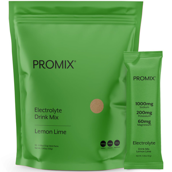 ProMix Nutrition Electrolytes Powder Packets - Sugar Free, Zero Calorie, Stevia Free, Fasting Friendly, Natural Himalayan Pink Salt - Lemon Lime - 30 Servings (Pack of 30)