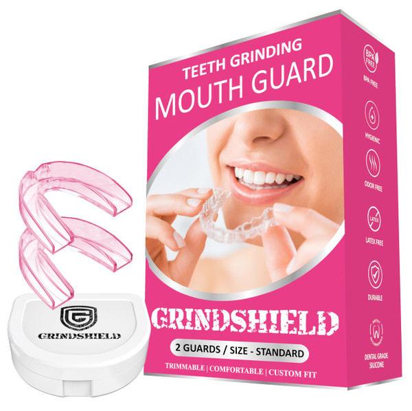 Mouth Guard for Women – Custom Fit, Moldable – (2) Guards for Teeth Grinding & Case – Comfortable Mouthguard, Mouth Guard for Tooth Grinding