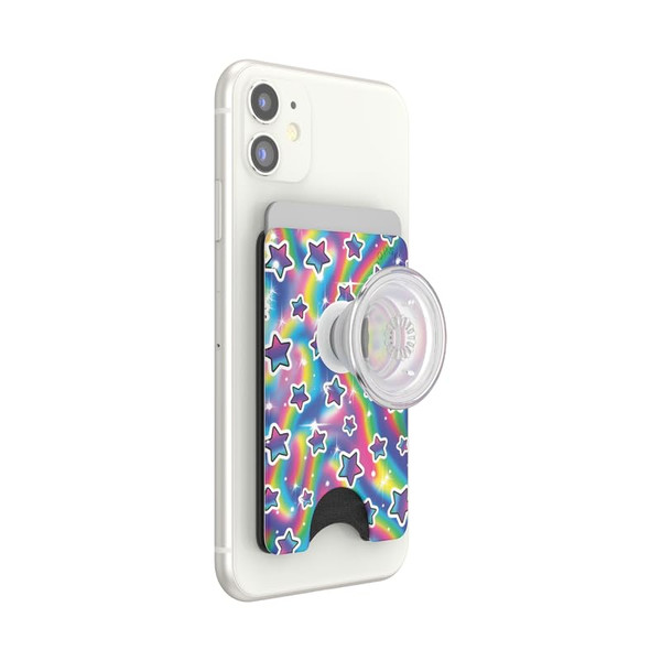 PopSockets PopWallet+ with Swappable PopTop: Phone Grip, Phone Stand, and Wallet for Cards, Removable, (Starbright)