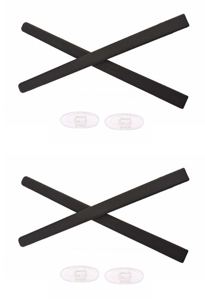 Caulo Replacement Ear Socks Earsocks Compatible fit for Oakley Metal Plate TI OX5153 Glass Sunglass Frames (Black w Nose Pads - 2 Sets)