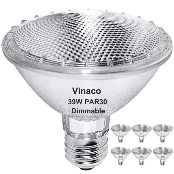 Par30 Short Neck, 6pcs PAR30 39W 120V Halogen Light Bulbs, Dimmable. Premium Quality for Long Lasting Life, E26 Base, 3000K Warm White, par30 Flood Light Great for Accent Lighting, Tracking Lighting