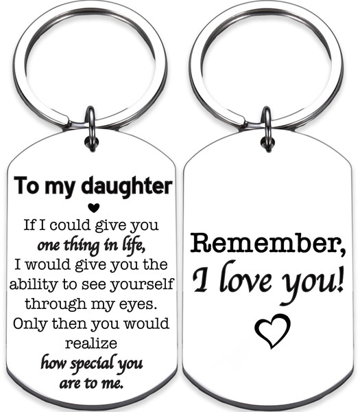 To My Daughter Keychain, To My Daughter Gifts, I Love You Gift from Mom and Dad, Birthday Gifts for Her, Special Presents for Daughters, Ideal for Mother's Day, Christmas, Gift-Ready
