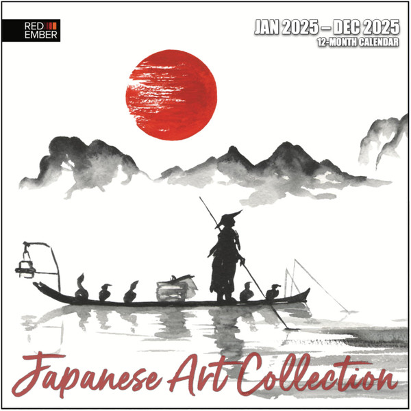 RED EMBER Japanese Art Collection 2025 Wall Calendar 12 Month | 12" x 24" Open | Thick & Sturdy Paper | Giftable | Calendar 2025