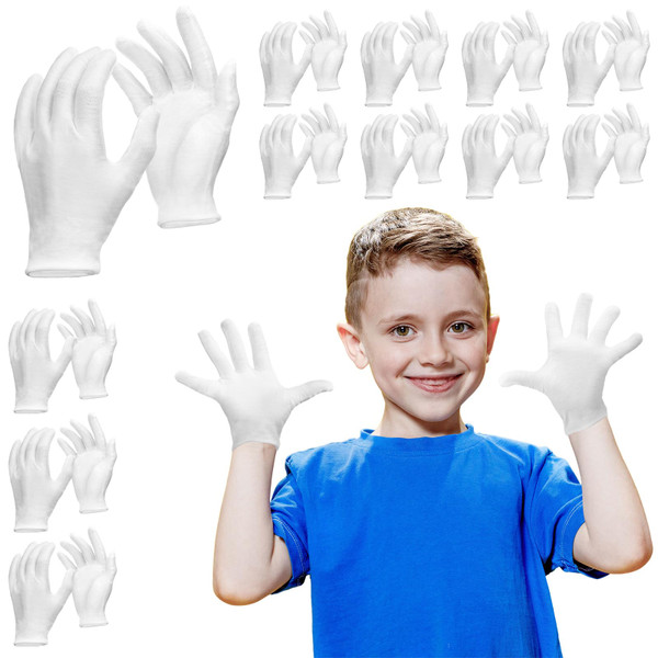 Ramede 24 Pairs Eczema Gloves for Kids Eczema Sleeves Moisturizing Gloves White Cotton Gloves Washable and Reusable Overnight Dry Hands for Kids 3-10 Years(X-Small)