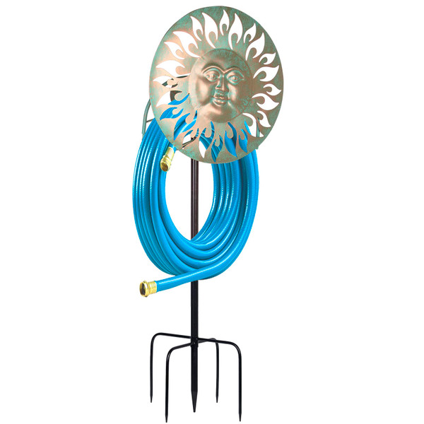 dreamskip Garden Hose Holder Freestanding, Outdoor Water Hose Holder Heavy Duty, Hose Reel Stand, Outside Metal Hose Rack Hanger Storage