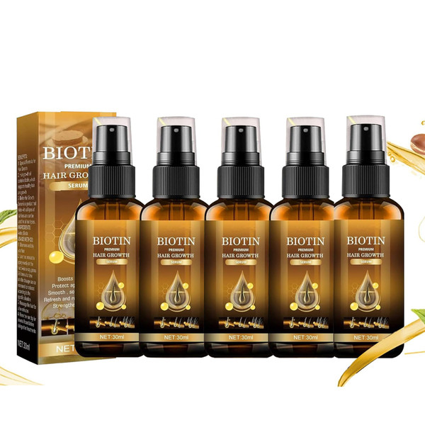 Generic Herbal Hair Growth Serum Spray for Thicker, Longer & Stronger Hair - 5PCS Brown