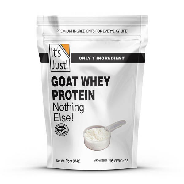 It's Just! - Goat Whey Protein Concentrate, Made in USA, Pasture Raised, Whey from Goat Milk, One Ingredient, 16 Ounce