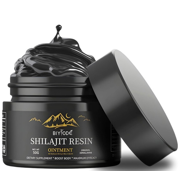 BIYODE Shilajit Pure Himalayan Organic Shilajit Resin - 600mg Gold Grade Shilajit Supplement with 85+ Trace Minerals & Fulvic Acid, Energy Immune Support for Men Women, Made for USA, 50 Grams