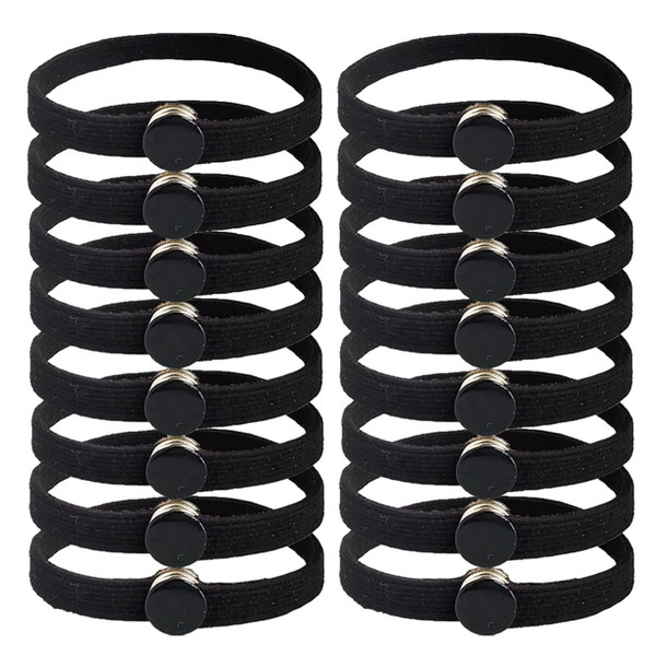AICILY 8PCS Snap Hair Ties for Thick Hair Natural Curly Hair Snap Hair Tie for Braids and Afro Puff Ponytail No Slip Adjustsble hairband (wholesale-Black-16PCS)