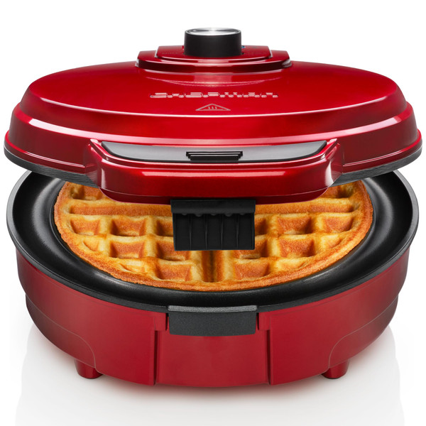 Chefman Anti-Overflow Belgian Waffle Maker w/Shade Selector, Temperature Control Mess Free Moat, Round Iron w/Nonstick Plates & Cool Touch Handle, Measuring Cup Included, Red Chefman Anti-Overflow Belgian Waffle Maker w/Shade Selector, Temperature Control Mess Free Moat, Round Iron w/Nonstick Plates & Cool Touch Handle, Measuring Cup Included, Red