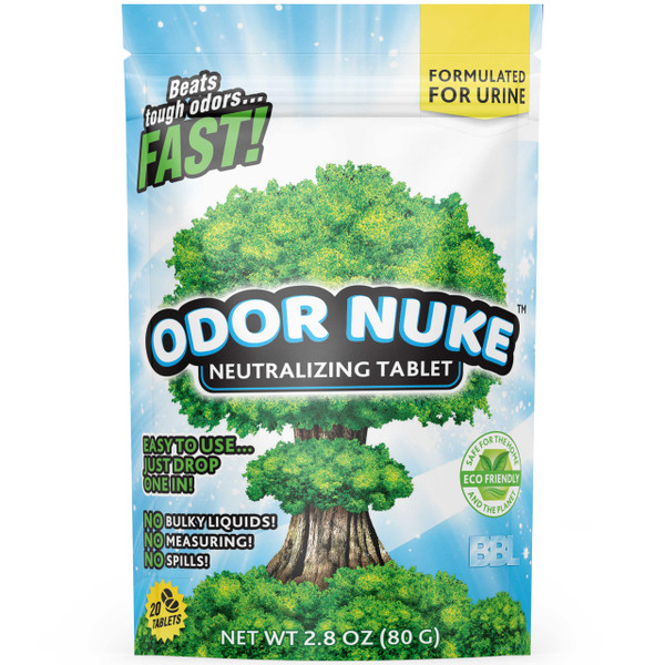 Human Urine Odor Neutralizer Tablets by ODOR NUKE - Kill Urine Smell In Portable Urinals for Men, Bedside Commodes, Bedpans & Camping Toilets - 2.8oz (Original)