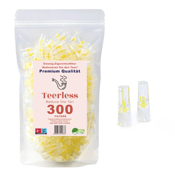 TEERLESS Cigarette Filters 300 Cigarette Filters That Remove Tar and Chemical Disposable Cigarette Filters | Enhances Smoking Experience,Cigarette Holder BPA-Free Cigarette Filter Tips Joint Holder
