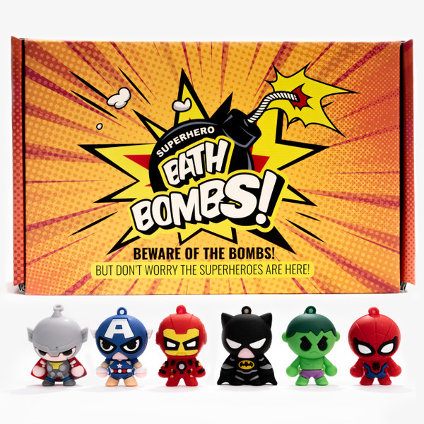 Cosmetics Stories Superhero Bath Bombs - Organic, Kid-Safe Fun with Surprise Inside | Vibrant Colors, Amazing Scents | Mess-Free Bath Time Joy | Great Gift for Young Heroes