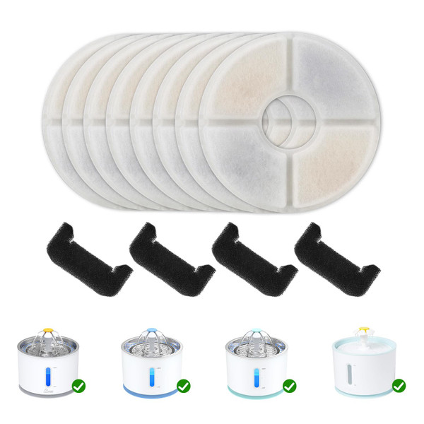 Wonder Creature Cat Fountain Filter Replacement for Round Stainless Steel Top Cat Fountain, 8 Carbon Filters 4 Foam Filters Pack Wonder Creature Cat Fountain Filter Replacement for Round Stainless Steel Top Cat Fountain, 8 Carbon Filters 4 Foam Filters Pack