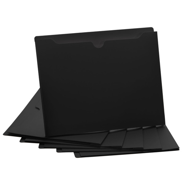 Black File Jackets, 2 Inch Expansion, Letter Size, Reinforced Straight-Cut Tab, 6 Pack