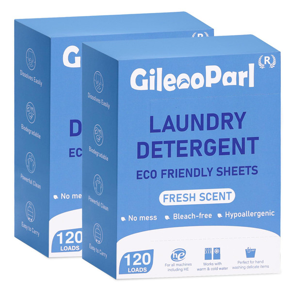 Laundry Detergent Sheets - Fresh Scent (240 Loads) Eco Detergent Sheets for Travel & Home - Zero Waste, Plastic Free Liquidless Soap Strips, Plant-based