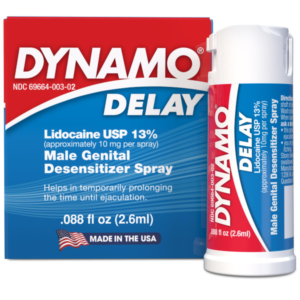 Dynamo Delay Travel Size Spray for Men – 13% Lidocaine Formula to Help You Last Longer in Bed – Compact Climax Control – 6 mL Pocket Size
