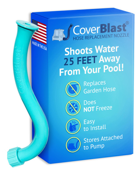 CoverBlast Pool Cover Pump Attachment - USA-Made & Patented Pool Cover Pump Hose Alternative w/ 25ft. Range - Easy-To-Install & Use Year-Round - Replaces Traditional Hoses (Light Blue)