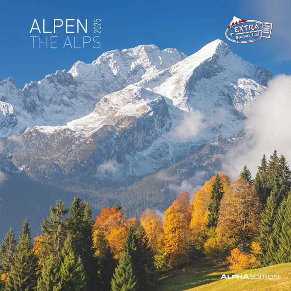 Alpha Edition - Alpen 2025 Brochure Calendar, 30 x 30 cm, Wall Calendar with Space for Notes and Appointments, Photos of the Alps, Monthly Overview and Holiday Dates DE/AT/CH