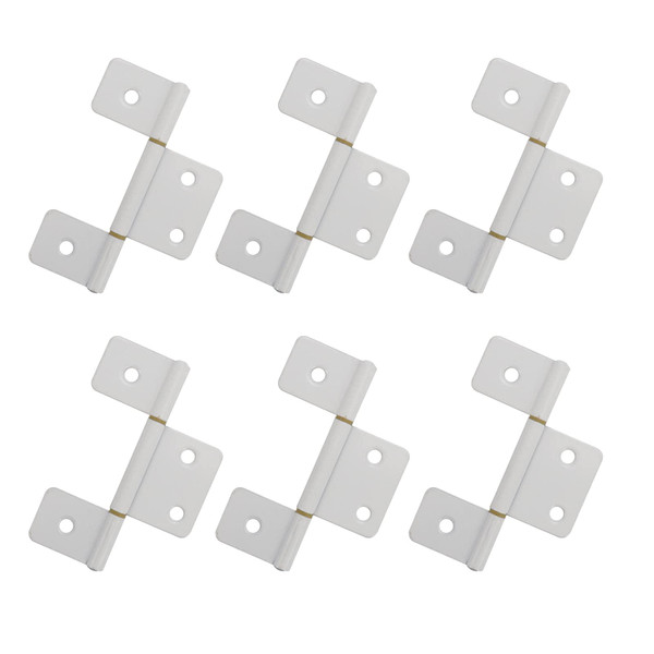 Tsnamay 6Pcs 3.5Inch Flag Three Leaf Satin Hinge Bi-Fold & Shutter Cabinet Furniture Hardware,White