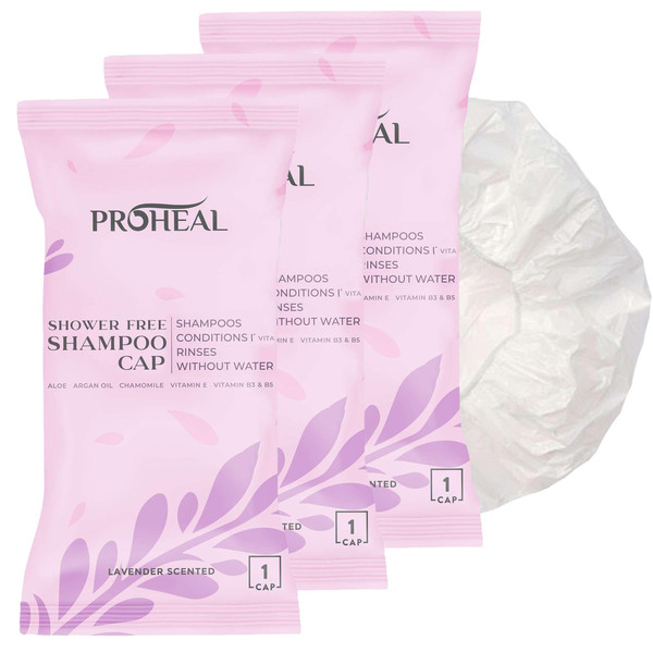 Shower Free Shampoo Cap - 8 Shampoo Caps for Bedridden Patients, Elderly, Travelling, Camping - Disposable - Lavender Scented - Latex and Alcohol Free - Hypoallergenic - Natural Ingredients
