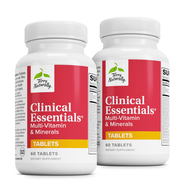 Terry Naturally Clinical Essentials - Supplement to Aid Bone, Cardiovascular & Immune Health - Supplement with Chelated Minerals - Supplement with B-Vitamins & Vitamin C - 60 Tablets (Pack of 2)