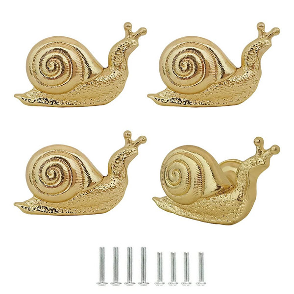 Decorative Snail Cabinet Knobs, Vintage Metal Snail Shape Knobs Pulls Handles Single Hole for Door Drawer Cupboard Closet, Antique Dresser Knobs Kitchen Home Hardware Furniture Handle 4Pcs (Gold) Decorative Snail Cabinet Knobs, Vintage Metal Snail Shape Knobs Pulls Handles Single Hole for Door Drawer Cupboard Closet, Antique Dresser Knobs Kitchen Home Hardware Furniture Handle 4Pcs (Gold)