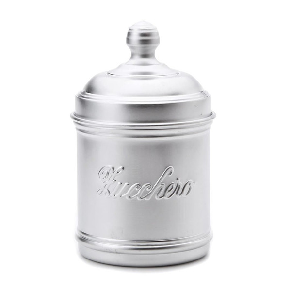 Italo Ottinetti Dull Aluminum Storage Canister, Plain Or With Inscription 10 Cm Zucchero Italo Ottinetti Dull Aluminum Storage Canister, Plain Or With Inscription 10 Cm Zucchero