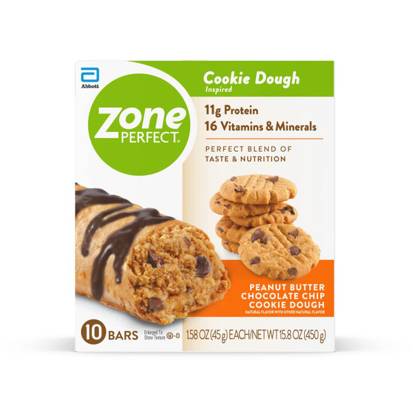 ZonePerfect Protein Bars | 11g Protein | 16 Vitamins & Minerals | Nutritious Snack Bar | Peanut Butter Chocolate Chip Cookie Dough | 20 Bars