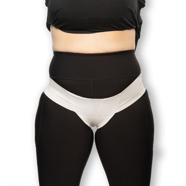 Femme Jock Patented Women’s Pelvic Floor Orthotic Support Belt ― Uterus Pain Relief Girdle for Prolapsed Bladder, Vulvar Varicosities, Postpartum Recovery, SPD | Low Waist - White (XL)