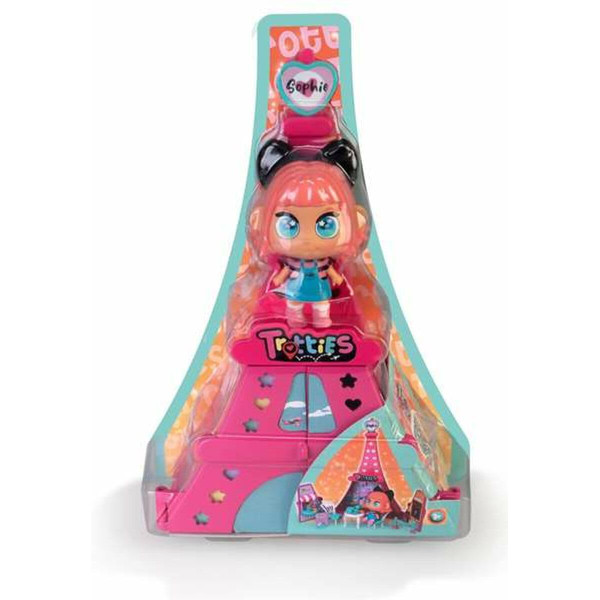 Trotties - Mini Sophie in Paris Toy Set with Pink Eiffel Tower, 1 Mini Doll and Many Accessories, with 3 Scenarios and Stickers to Decorate, Gift + 3 Years, Famous