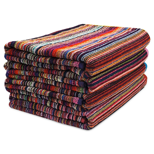 BolBom*S Bath Towel Set 4 Pack,30 x 60 Inches Large 100% Cotton Stripe Bath Towel Soft,Absorbent and Quick Dry Towels for Bathroom, Pool, Beach, Swim and Yoga, Bathroom Towels for Daily Use