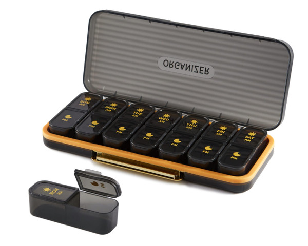 Weekly Pill Organizer 2 Times A Day - Pill Case Am Pm - Travel Pill Box 7 Day Portable Daily Vitamin Container Aesthetic Medicine Dispenser With 7 Separate Compartments Morning Night Supplement Holder