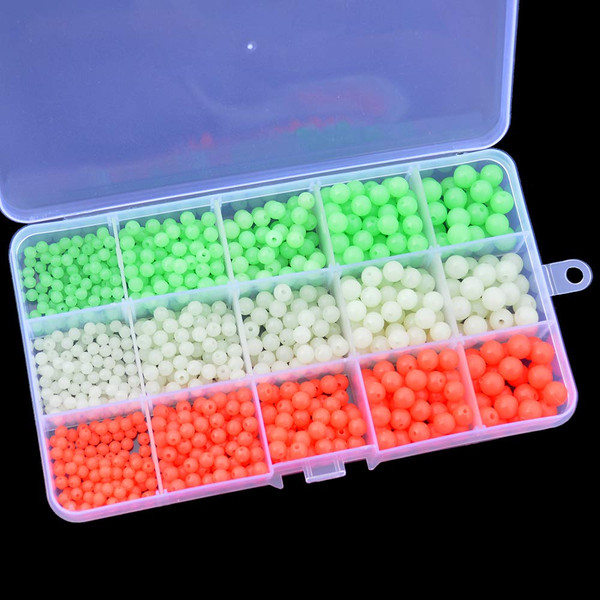 975pcs Assorted Plastic Round Fishing Beads Buffer Beads for Fishing Rigs - 4mm, 5mm, 6mm, 7mm, 8mm