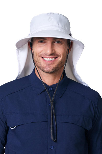 Sun Hat with Neck Drape & Clip-On Face Mask - UPF 50+ Sun Protection - Stevie Ultra in White