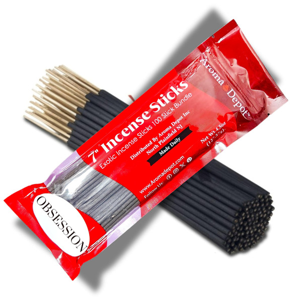 Obsession Type Most Exotic Charcoal 7" Incense Sticks. Approx. 85 to 100 Sticks Per Bundle, Length - 7 Inches, Each Natural Stick Burns for 35 to 45 mins Each. Long Lasting. Guarantee 100% Pure