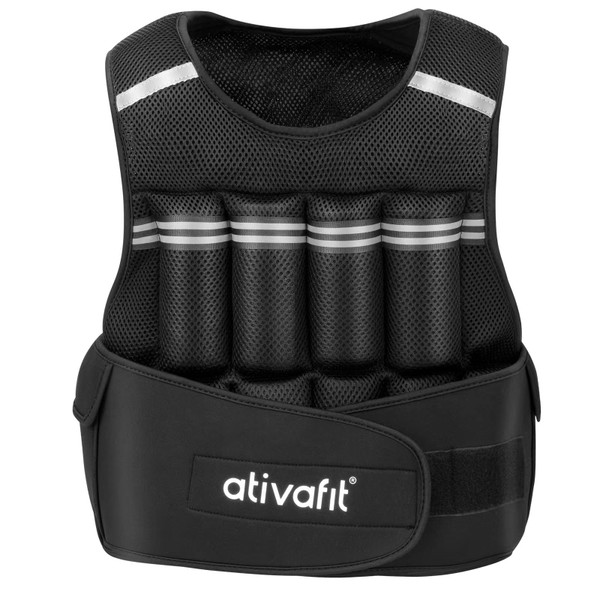 Ativafit Adjustable Weighted Vest Women Men with Reflective Design 2 4 6 8 10 12 14 16 18 20 22 Lbs Running Vest for Strength Training, Walking, Jogging, Weightlifting, Running Men Women Kids 2-22 Lbs (Black) Ativafit Adjustable Weighted Vest Women Men with Reflective Design 2 4 6 8 10 12 14 16 18 20 22 Lbs Running Vest for Strength Training, Walking, Jogging, Weightlifting, Running Men Women Kids 2-22 Lbs (Black)