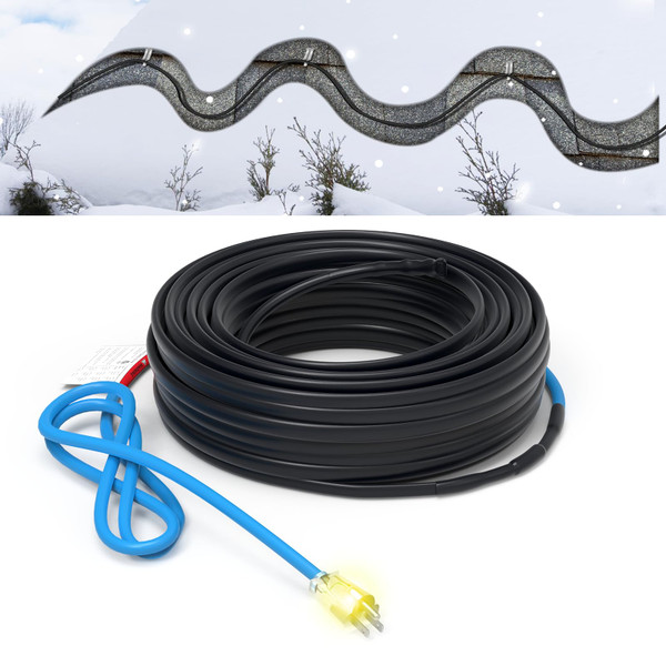 TOPDURE TDSF1 24ft Roof Deicing Cable, Self-Regulating Technology, ETL Certified, Efficient for Metal and Plastic Pipe Freeze Protection, 120V TOPDURE TDSF1 24ft Roof Deicing Cable, Self-Regulating Technology, ETL Certified, Efficient for Metal and Plastic Pipe Freeze Protection, 120V