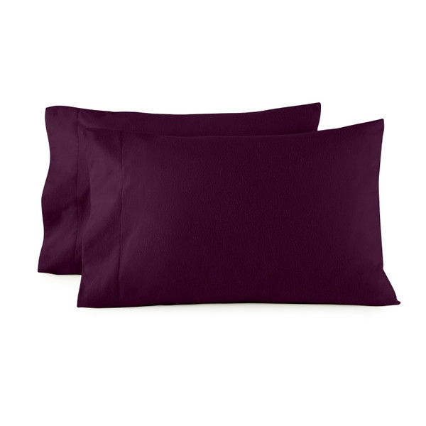 Whisper Organics Organic Cotton Flannel Pillow Case Set (Queen, Aubergine)