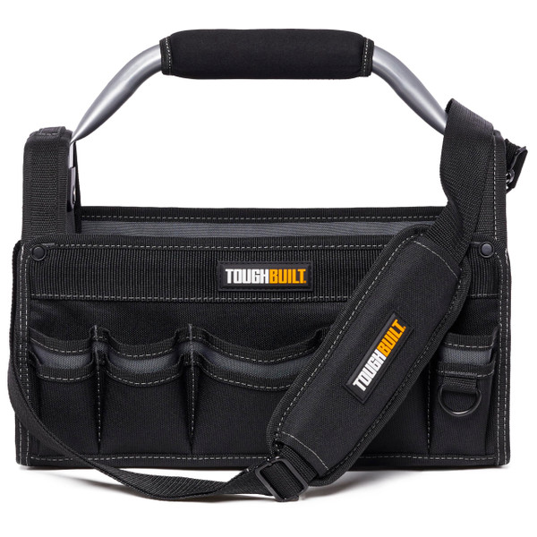 ToughBuilt – 15" Builder Tool Tote, Heavy-Duty Open-Top 1680D Ballistic Fabric Tote with Reinforced Steel Handle, Waterproof Hard Base & Multiple Storage Pockets (TB-83B-15)