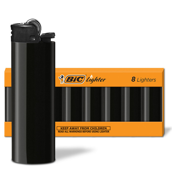 BIC Maxi Pocket Lighters, Safe and Reliable, Long-Lasting Pocket Lighters for Holiday and Everyday Use, All Black, 8-Pack